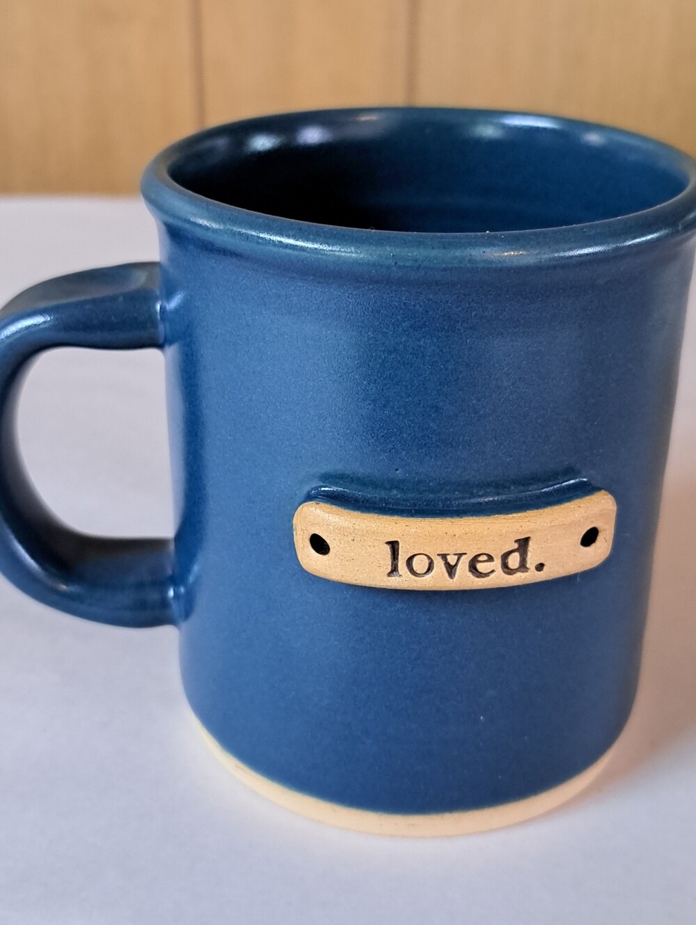 Gorgeous Love Mug Cup Pottery Stoneware Glazed Coffee Tea Cup "Loved"
